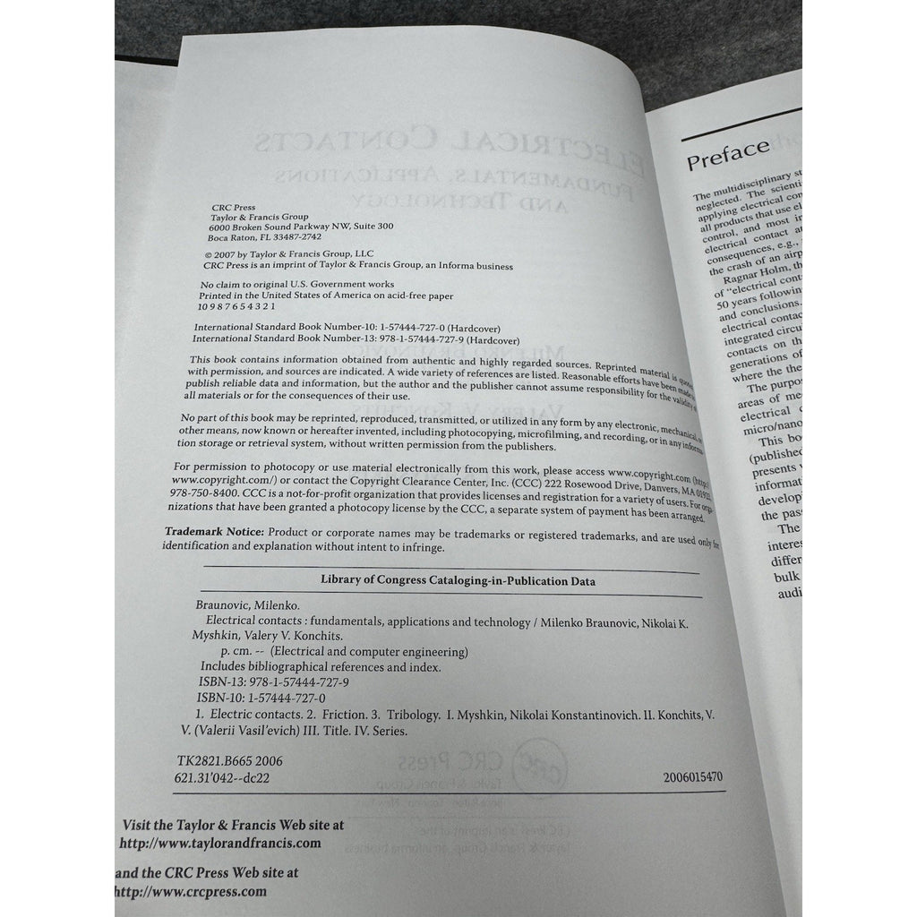 2007 Electrical Contacts Fundamentals Applications Technology 1st Ed CRC Press