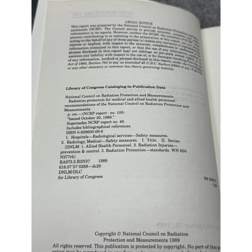 Radiation Protection Medical Personnel NCRP Report 105 Nuclear Safety Guide
