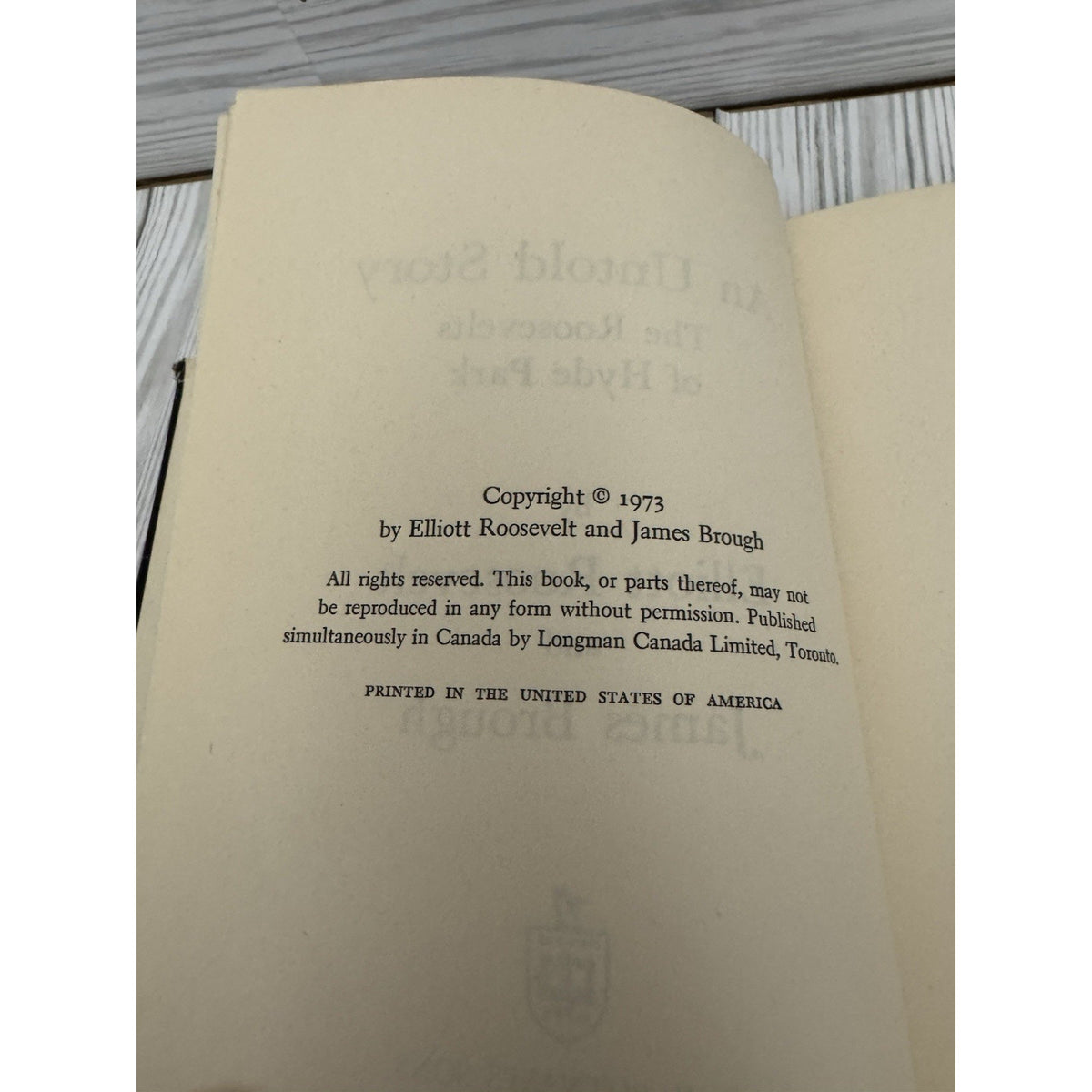 The Roosevelts of Hyde Park An Untold Story 1973 Hardcover Elliot Roosevelt