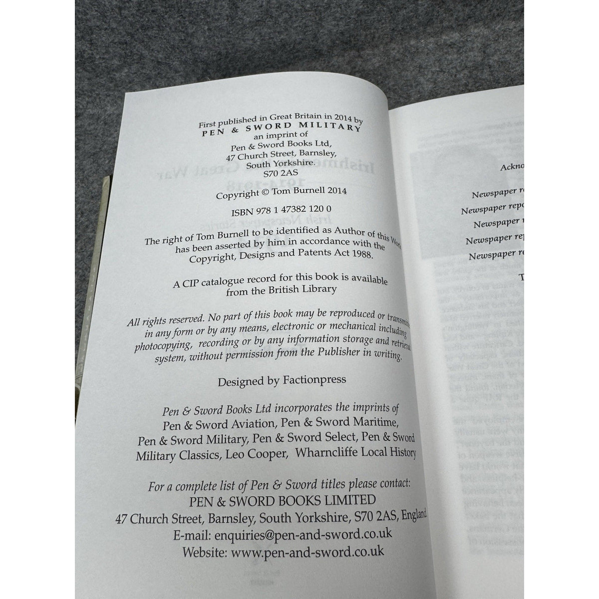 2014 Irishmen in the Great War Reports from the Front 1914 Burnell 1st Edition