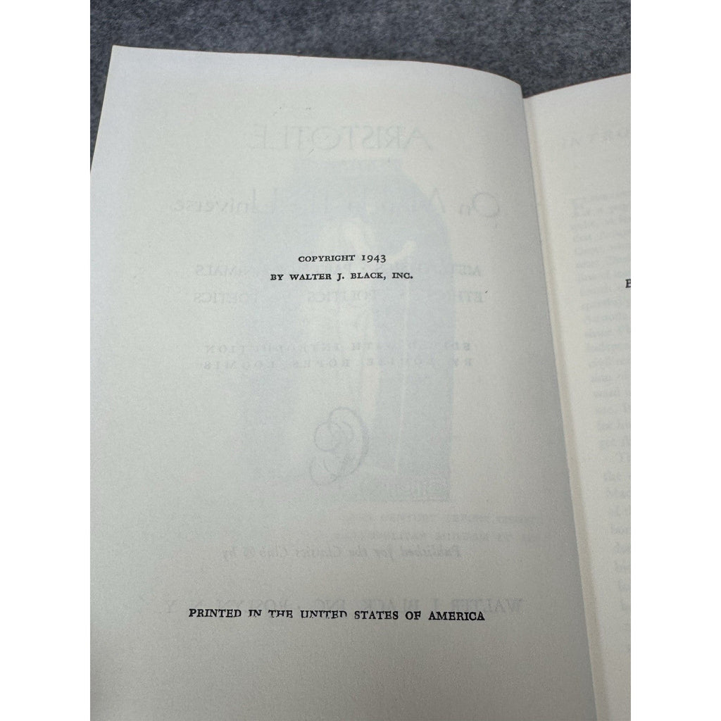 1943 Aristotle On Man in the Universe Classics Club Philosophy Ethics Politics