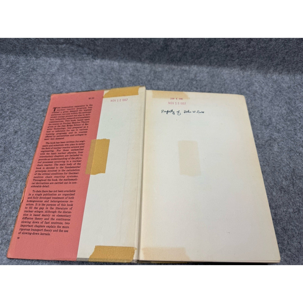 Elements of Nuclear Reactor Theory Glasstone Edlund 1957 Atomic Energy HC DJ