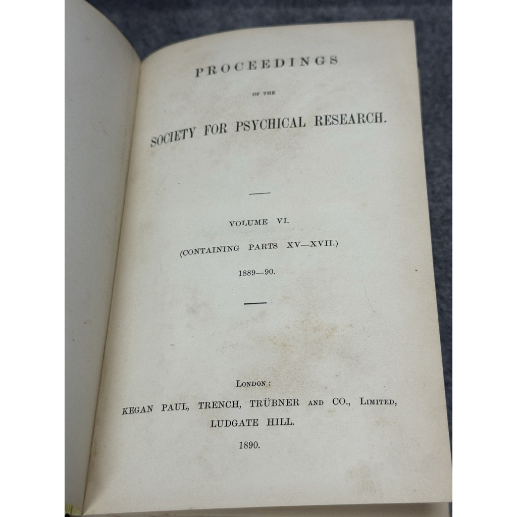 Rare Society for Psychical Research Vol VI Occult Paranormal Studies 1890