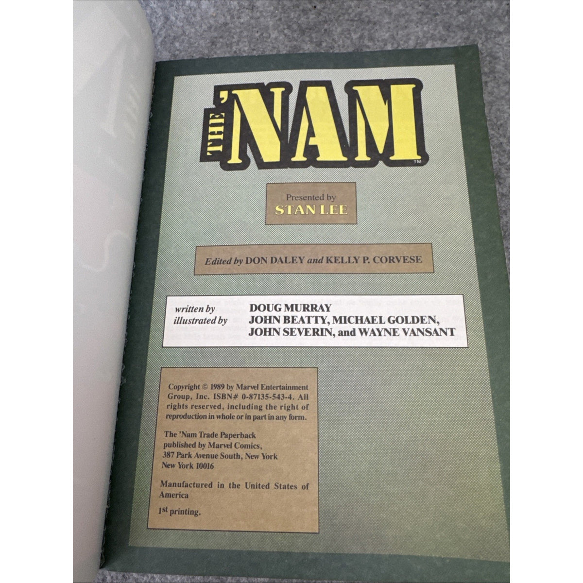 Marvel Comics The 'Nam Volume 3 1st Edition 1989 Doug Murray Beatty