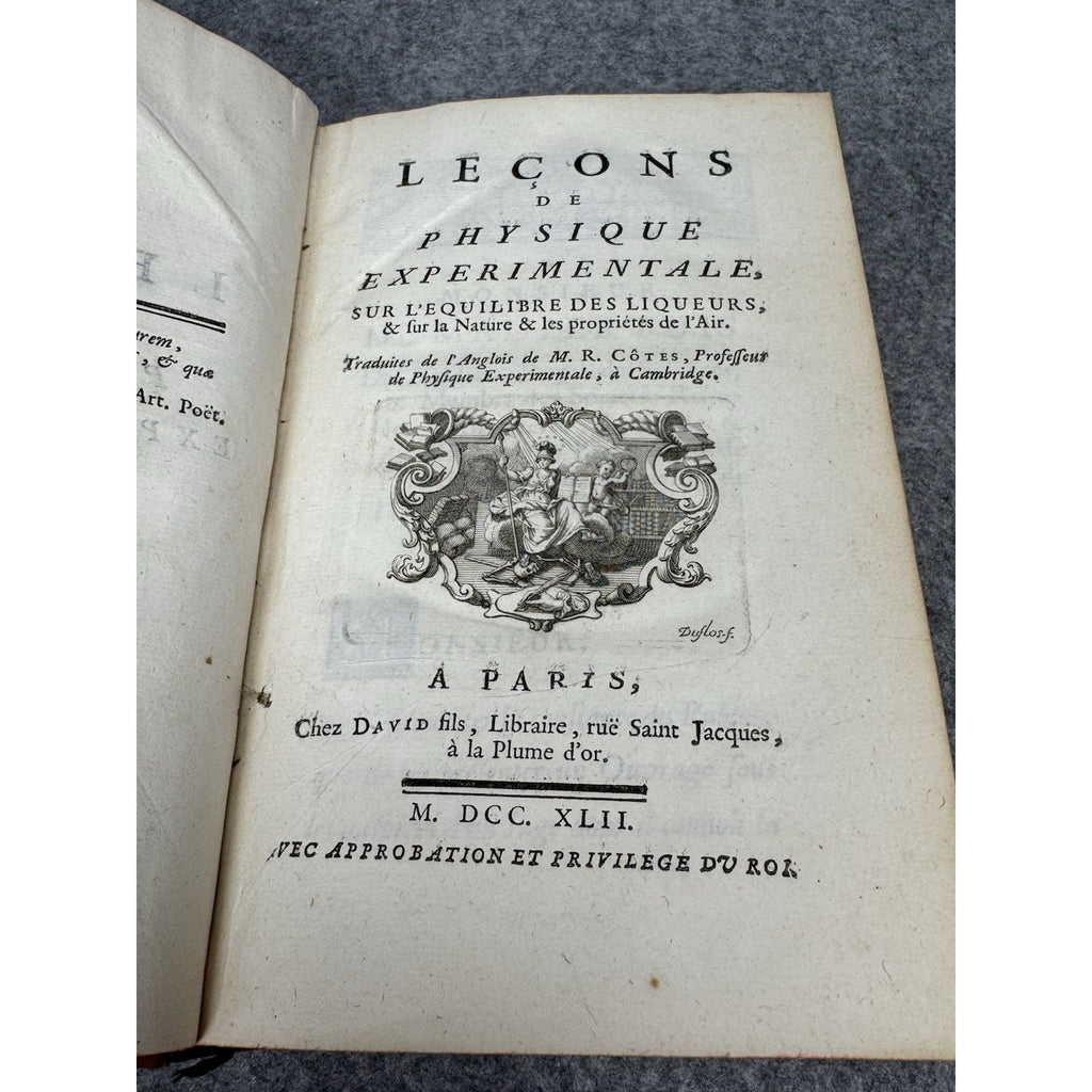 1742 Roger Cotes Experimental Physics 1st French Ed Newton 6 Plates Leather