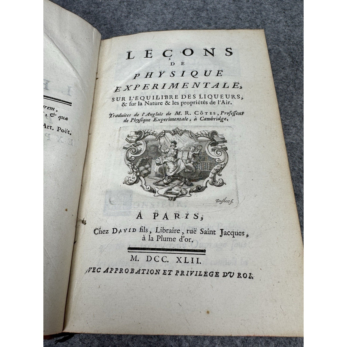 1742 Roger Cotes Experimental Physics 1st French Ed Newton 6 Plates Leather