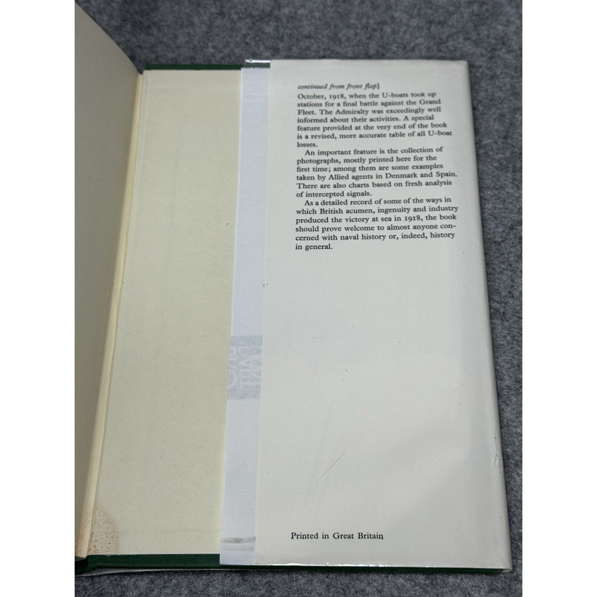 U-Boat Intelligence 1914-1918 Robert M Grant 1969 1st Ed WWI Submarines