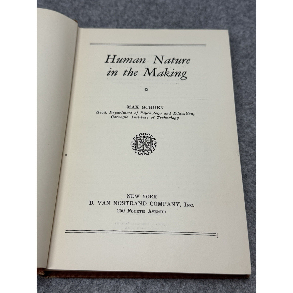 Human Nature in the Making Max Schoen 1945 Psychology Hardcover 1st Edition