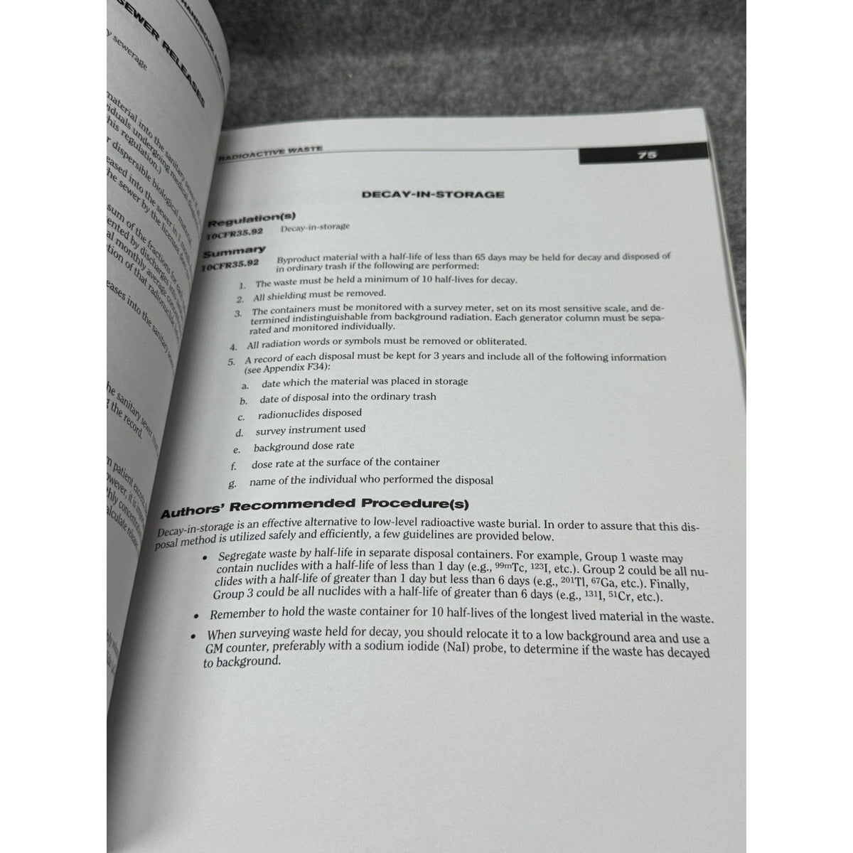 Scarce Nuclear Medicine NRC Regulations Compliance Radiation Safety Handbook
