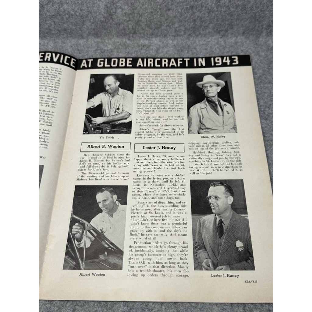 1943 Globe Beam December WWII Aircraft Magazine AT-10 Christmas Fort Worth