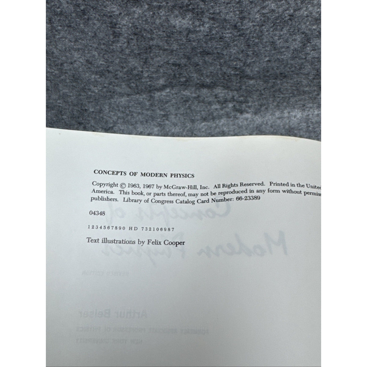 Concepts Of Modern Physics Revised Edition by Arthur Beiser - 1967 McGraw Hill