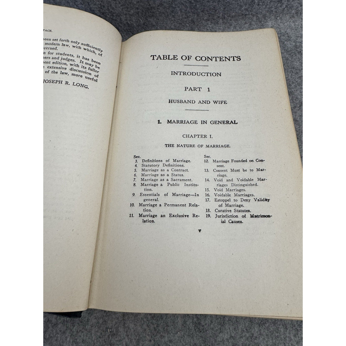 1948 A Treatise on the Law of Domestic Relations Joseph R Long HC