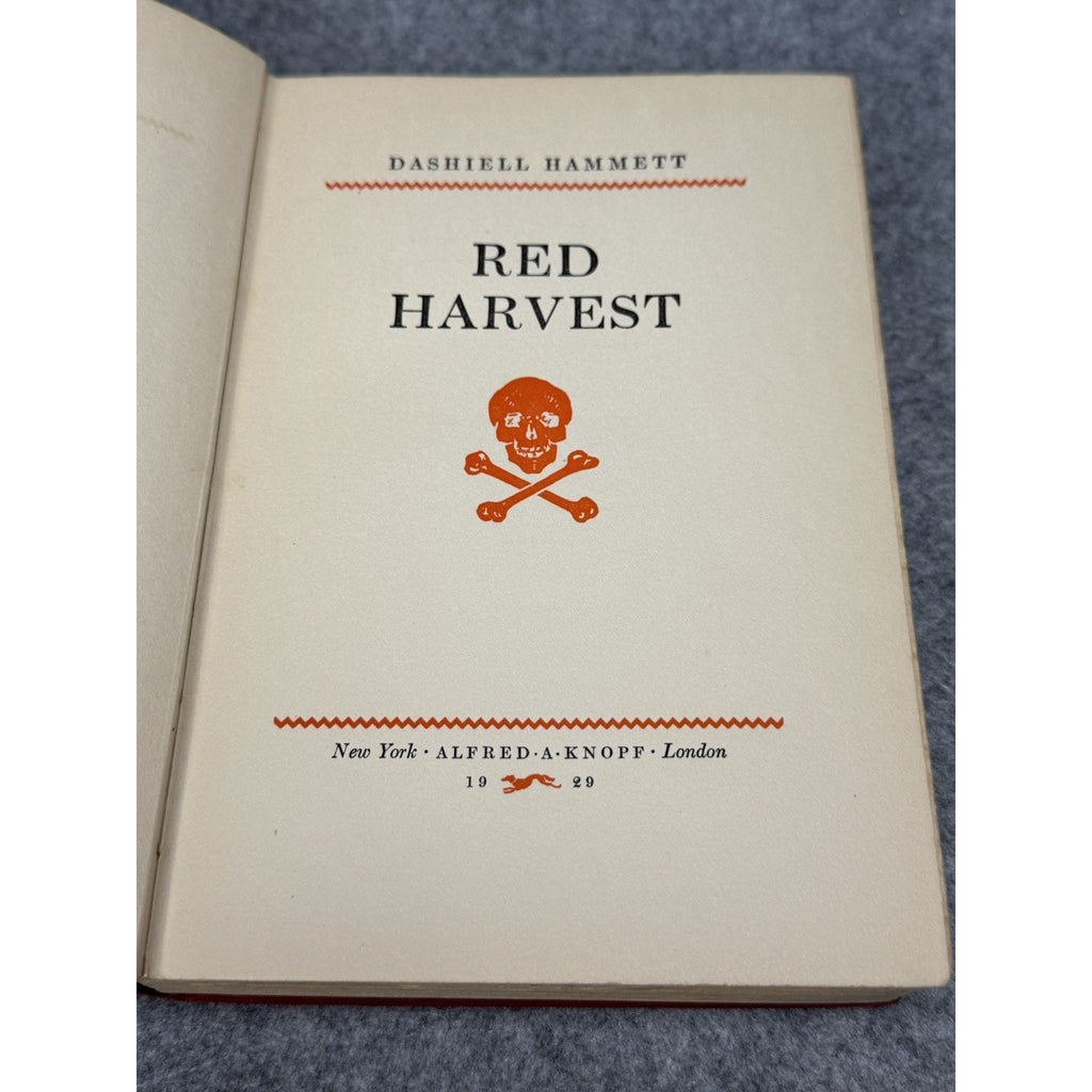 1929 Red Harvest Dashiell Hammett First Edition Knopf Skull Crime Novel
