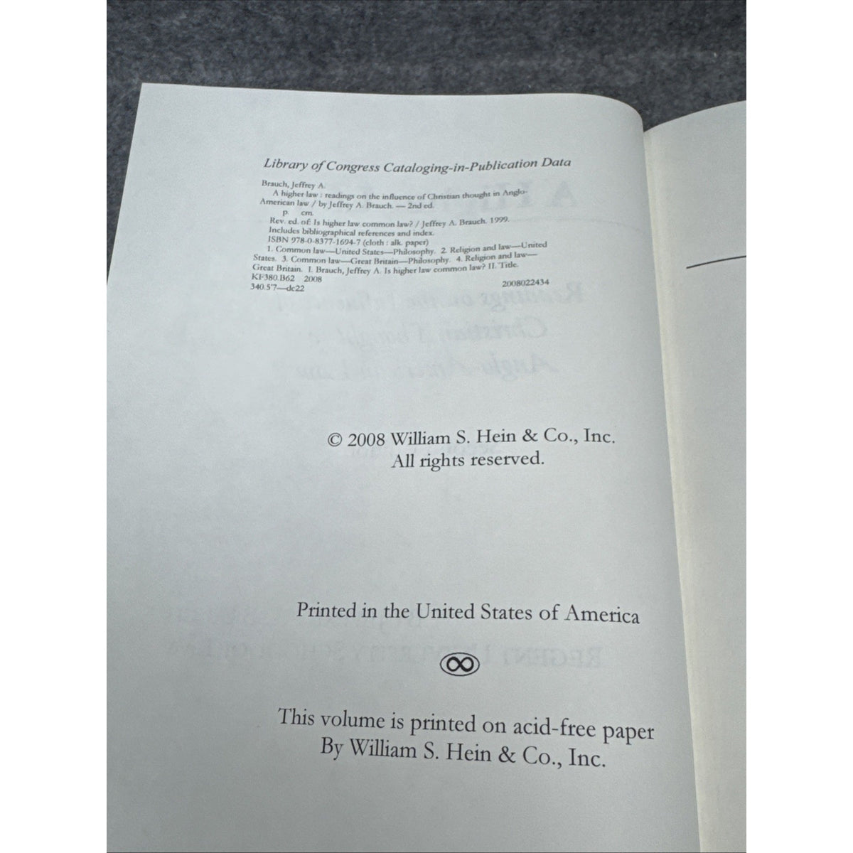 A Higher Law: Readings on the Influence of Christian Thought in Anglo-Americ...