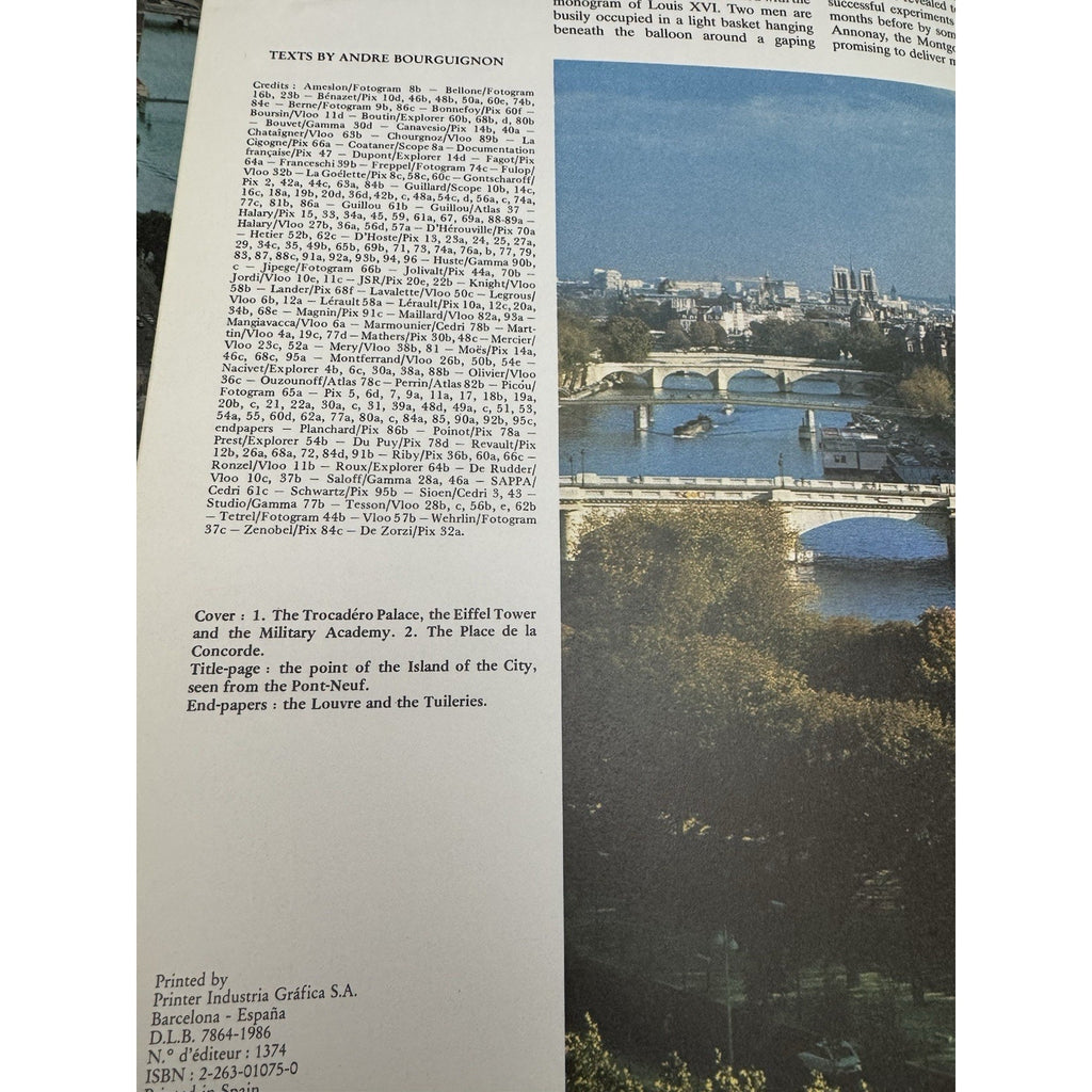 Paris Seen From the Sky and the Streets 1986 HC Photo Travel Book France