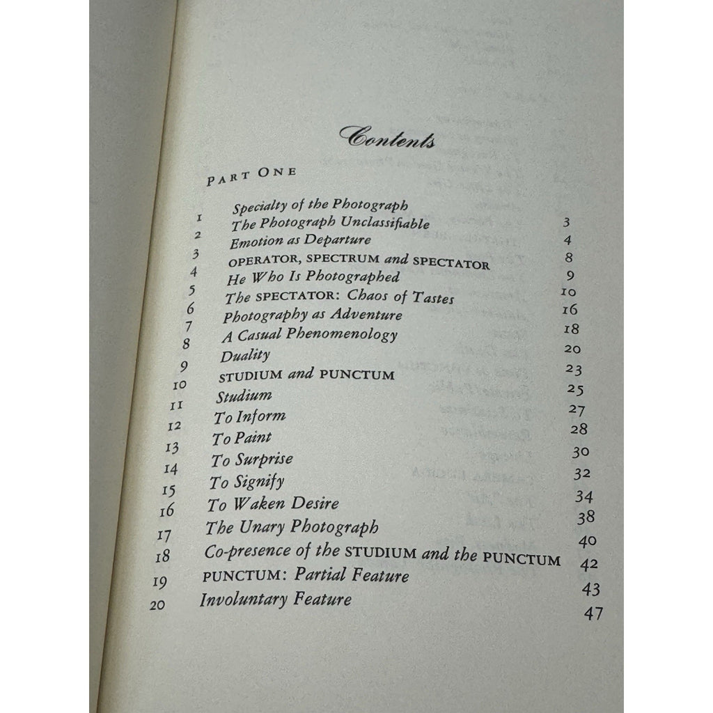 Camera Lucida Roland Barthes 1981 First American Edition Photography HC DJ