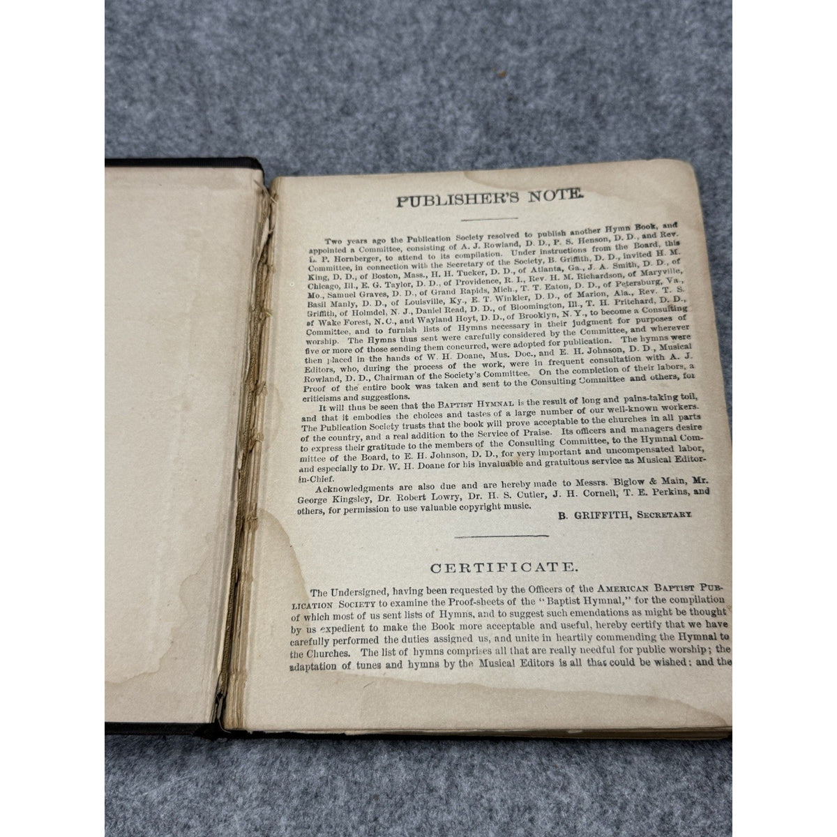 1883 Baptist Hymnal Hymns Only Antique American Baptist Publication Society