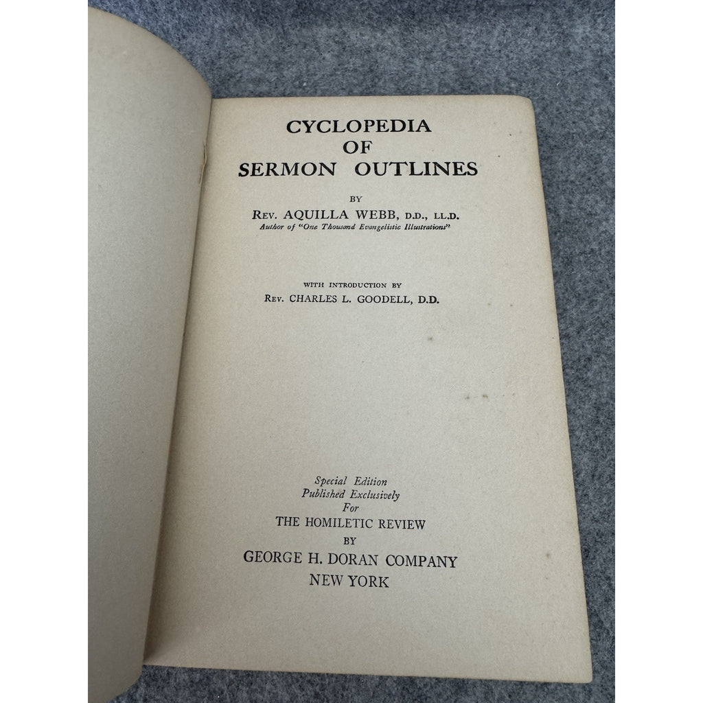 1923 Cyclopedia of Sermon Outlines Vol II Aquilla Webb Hardcover