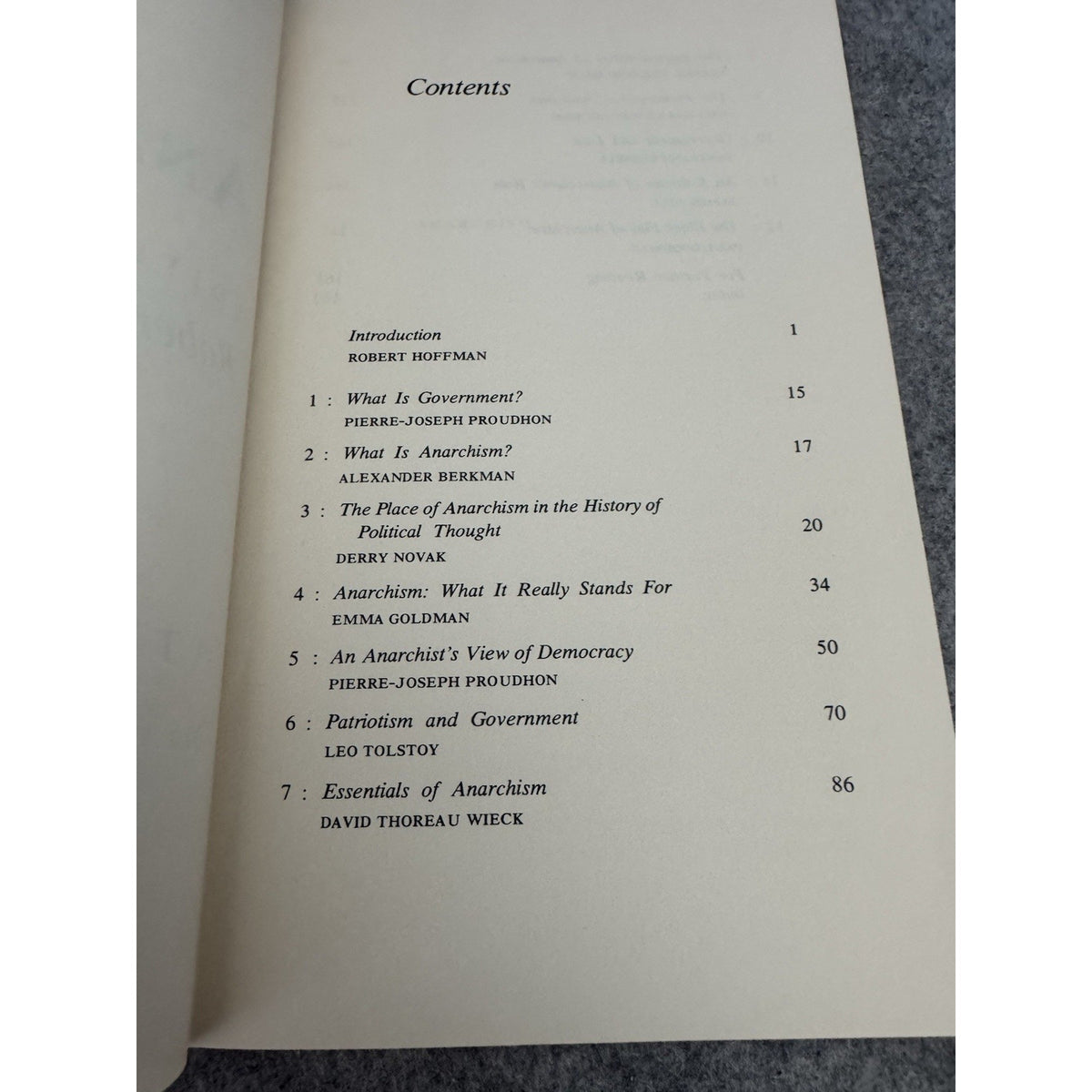 Anarchism Robert Hoffman 1970 First Edition HC Atherton Press Political