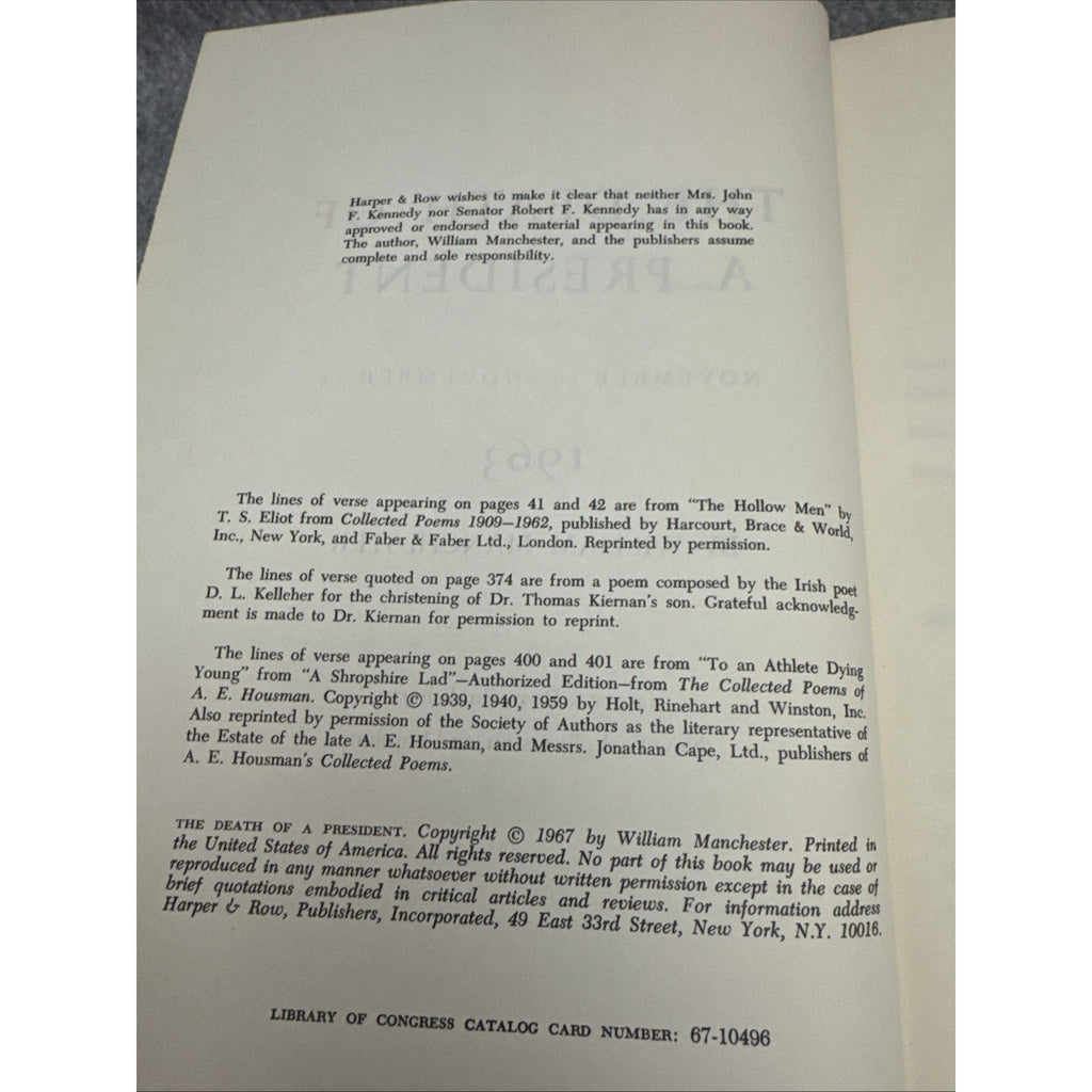 Vintage The Death Of A President William Manchester JFK Assassination Hardcover