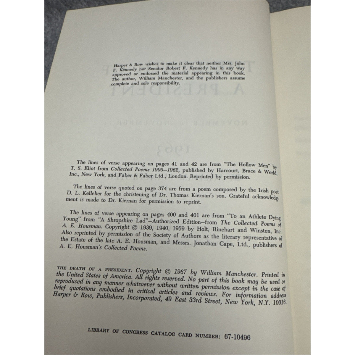 Vintage The Death Of A President William Manchester JFK Assassination Hardcover
