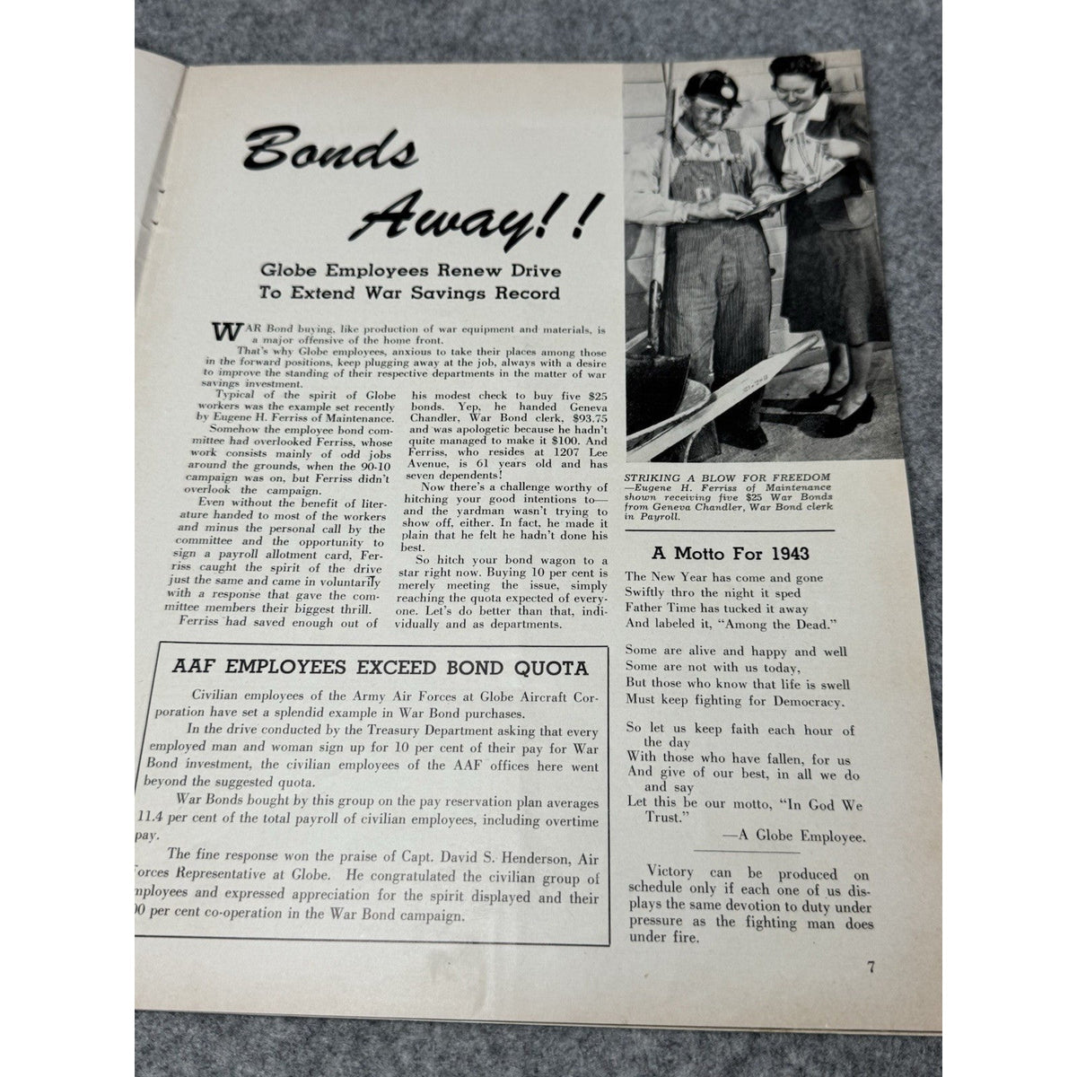 1943 Globe Beam WWII Aircraft Magazine AT-10 Fort Worth Texas Jan Feb