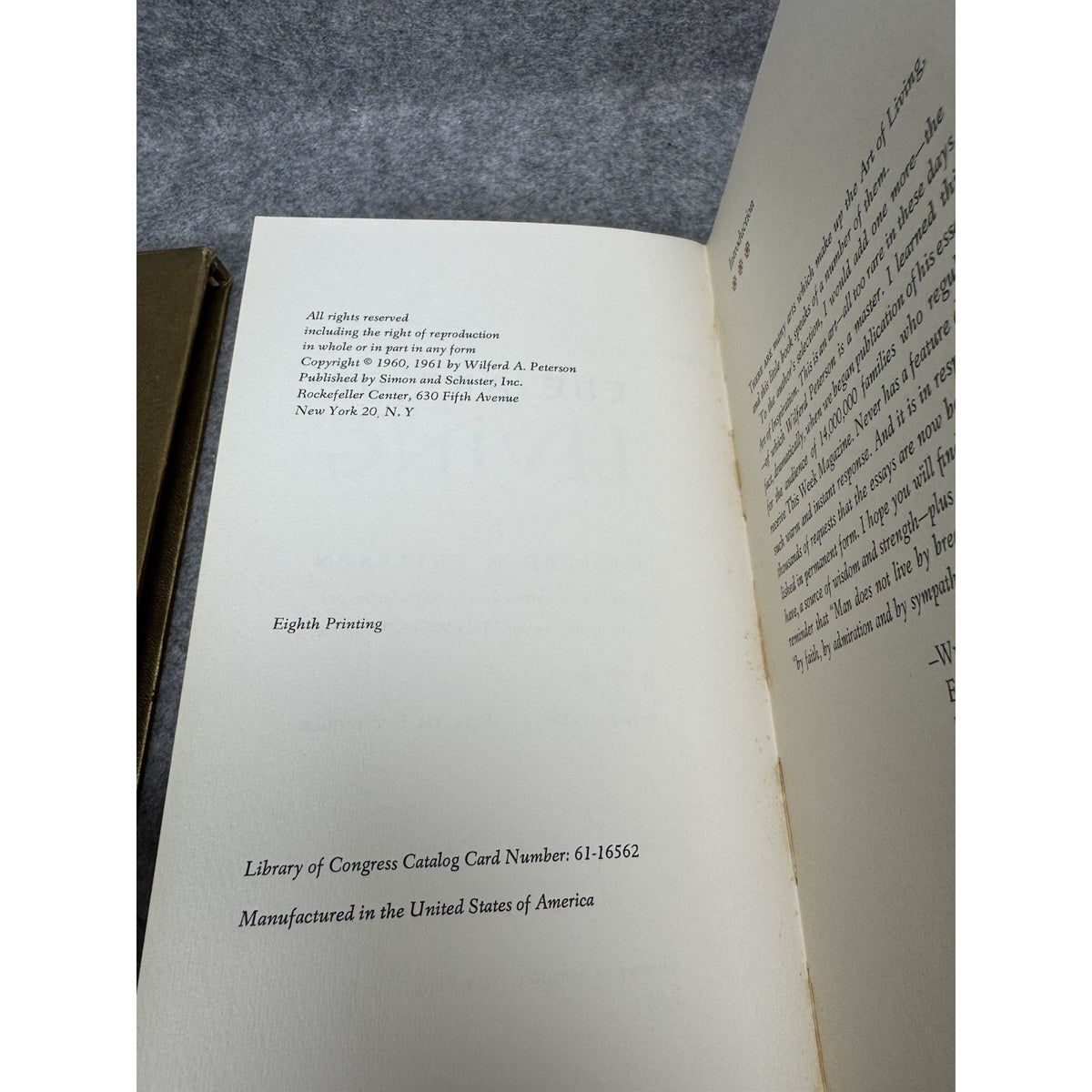 The Art of Living Wilferd A Peterson 1961 8th Printing HC Gold Slipcase