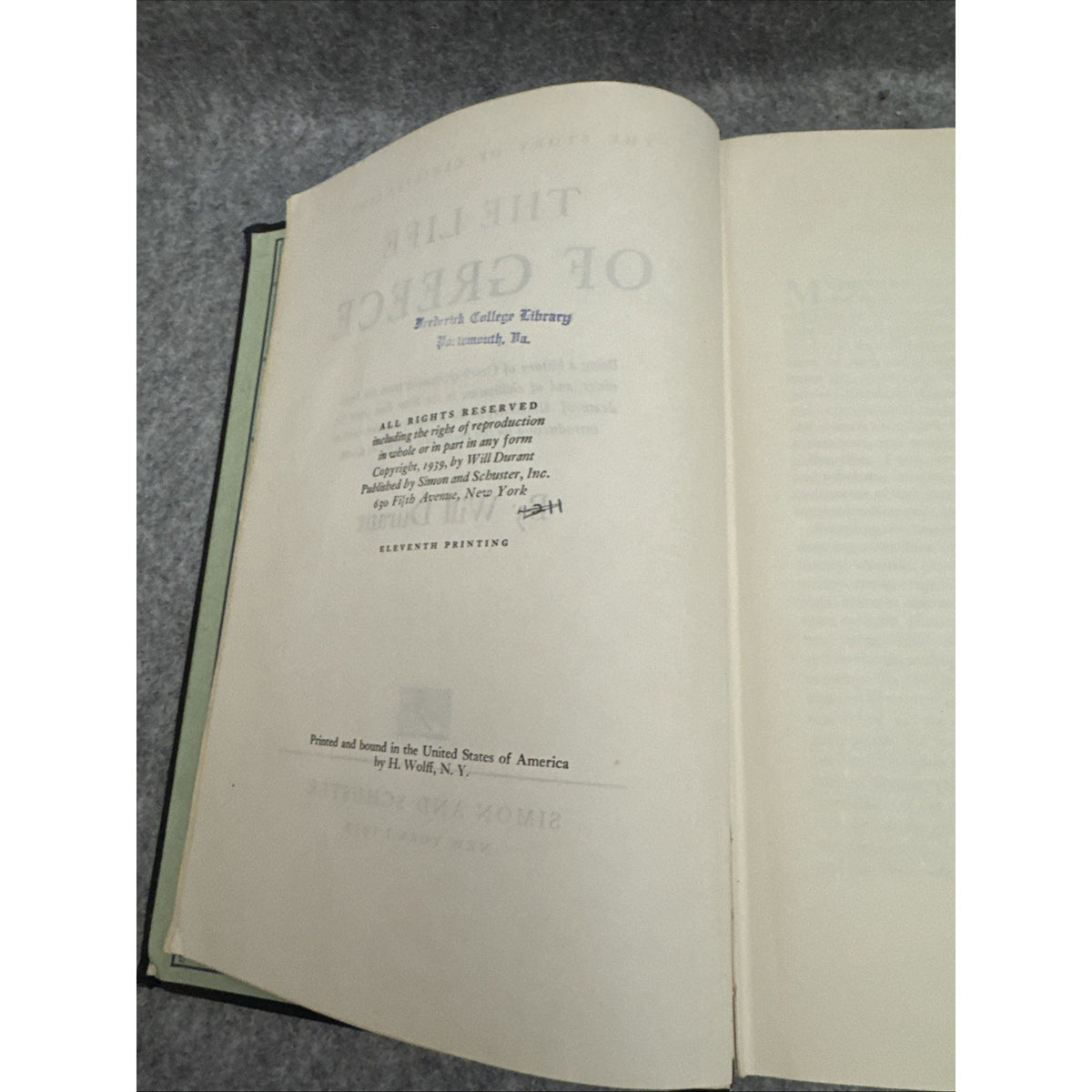 THE LIFE OF GREECE by Will Durant (The Story of Civilization) Vintage 1939