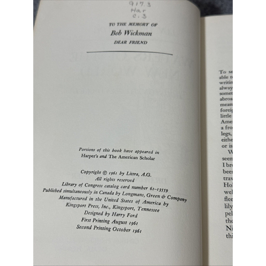 Waters of the New World by Jan de Hartog (1961 Hardcover)