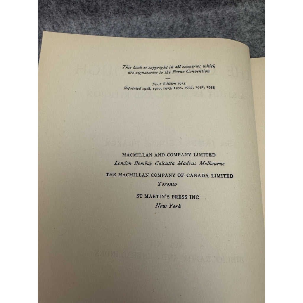 Golden Bough Vol 12 Frazer 1955 HC Bibliography Index