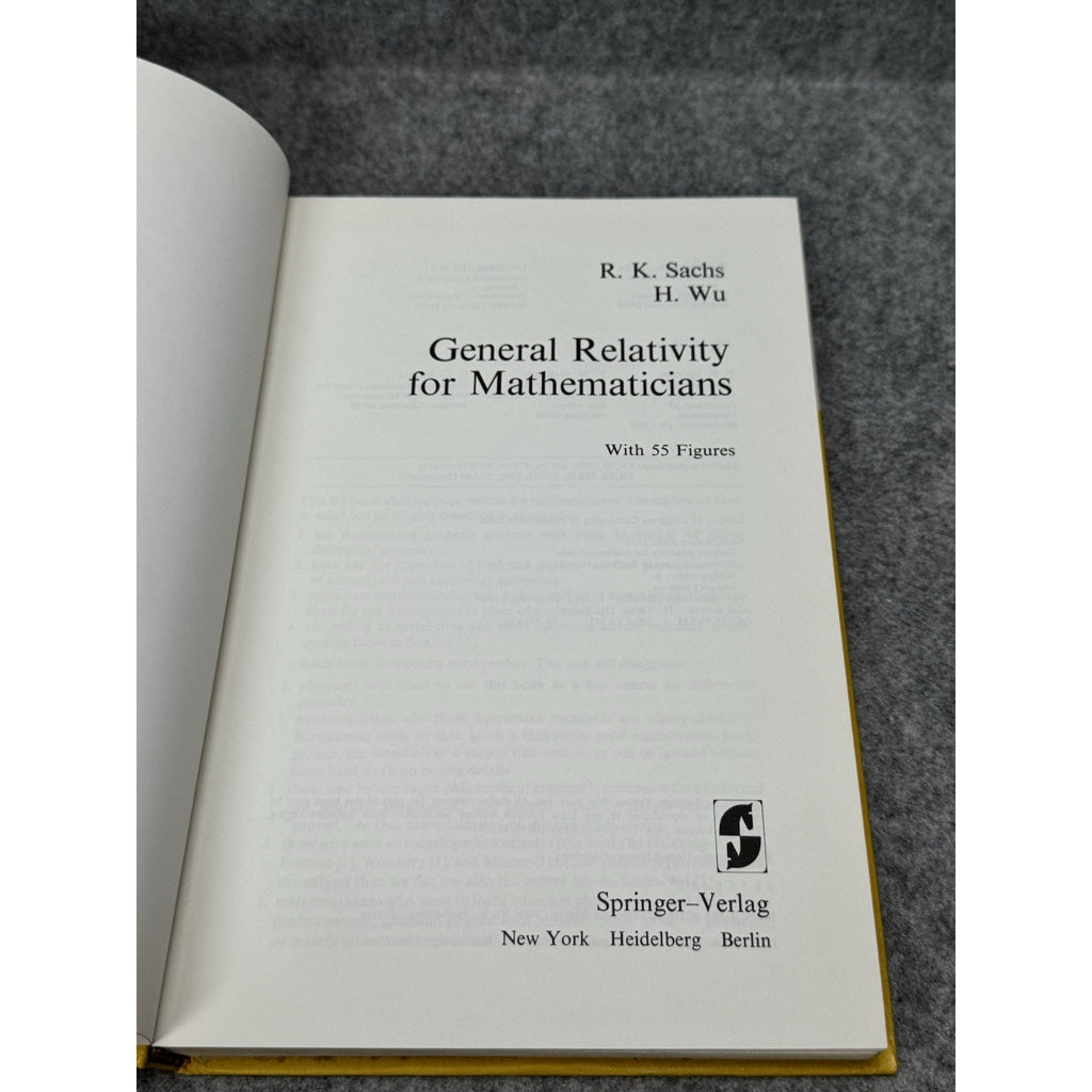 General Relativity for Mathematicians Sachs Wu 1977 HC GTM 48 2nd Printing