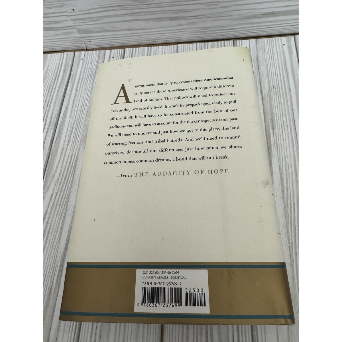 Barack Obama The Audacity of Hope 2006 1st Ed 1st Print HC/DJ