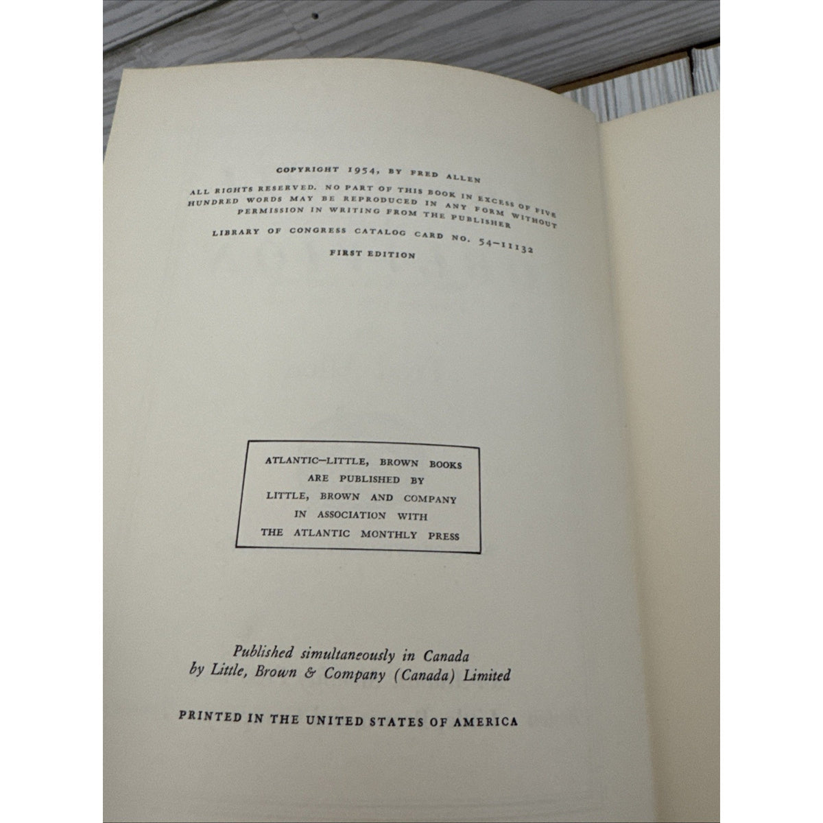 Treadmill to Oblivion by Fred Allen 1954 First Edition Hardcover Book Rare