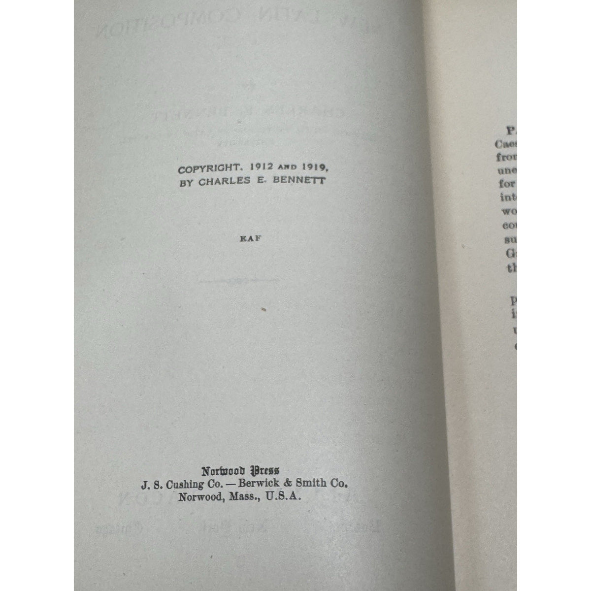 1919 A New Latin Composition Charles E Bennett Latin Grammar Antique Hardcover