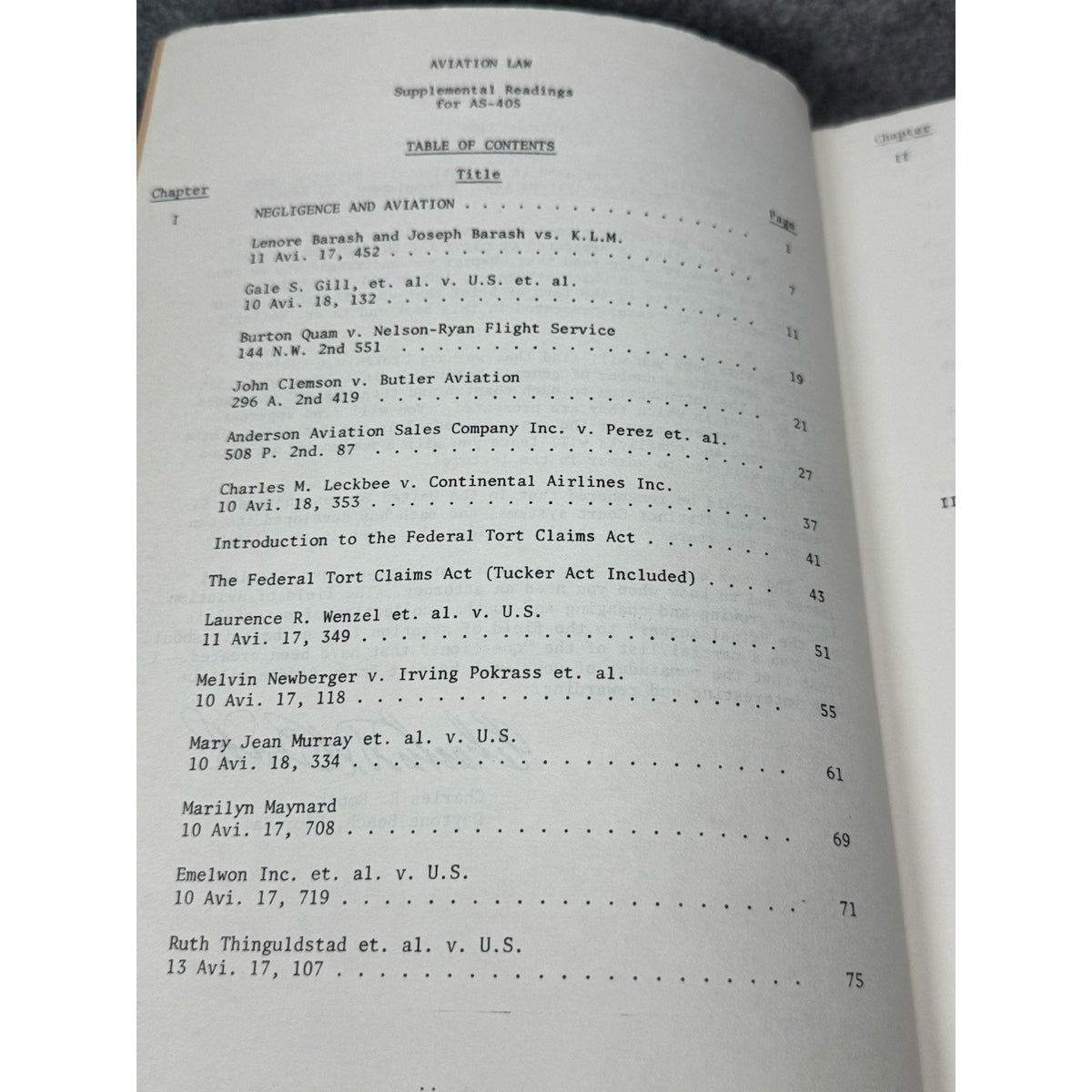 Aviation Law AS-405 Charles R Booth Embry-Riddle Legal Case Manual