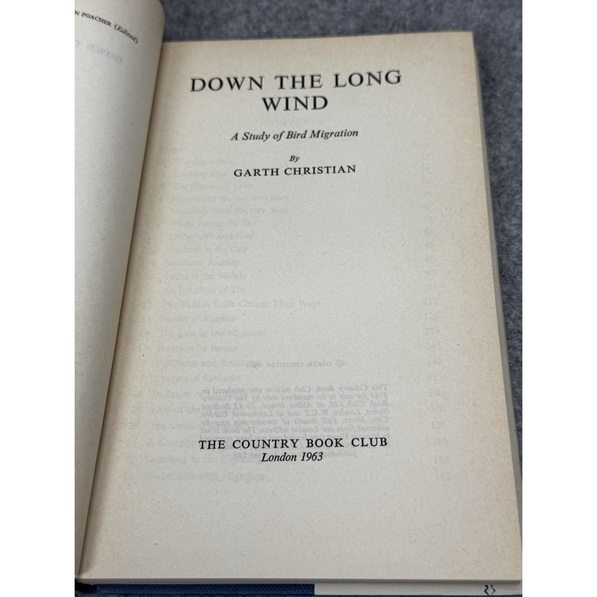 Down the Long Wind Garth Christian 1963 Bird Migration Hardcover DJ