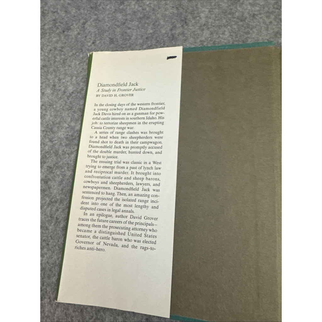 DIAMONDFIELD JACK; A STUDY IN FRONTIER JUSTICE, (THE By David H Grover EXCELLENT