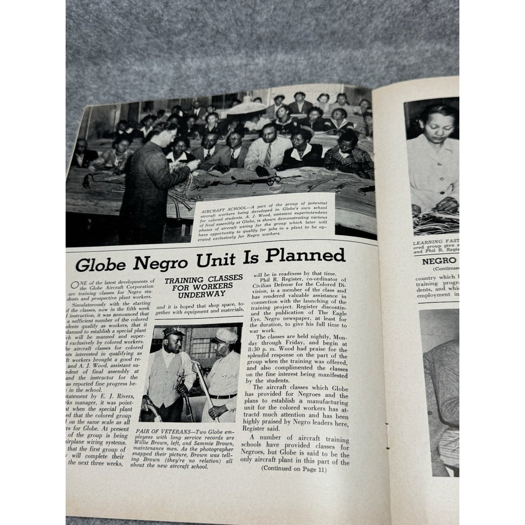 1942 Globe Beam WWII Aircraft Magazine Black Workers Fort Worth Texas December