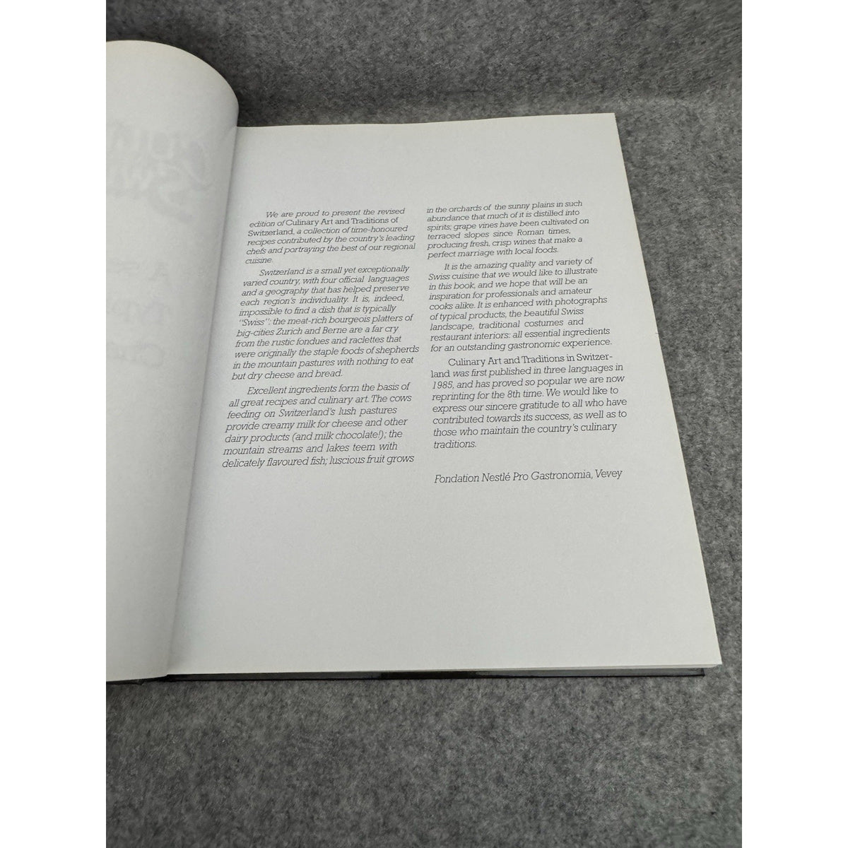 Culinary Art and Traditions of Switzerland 2001 HC Swiss Cookbook