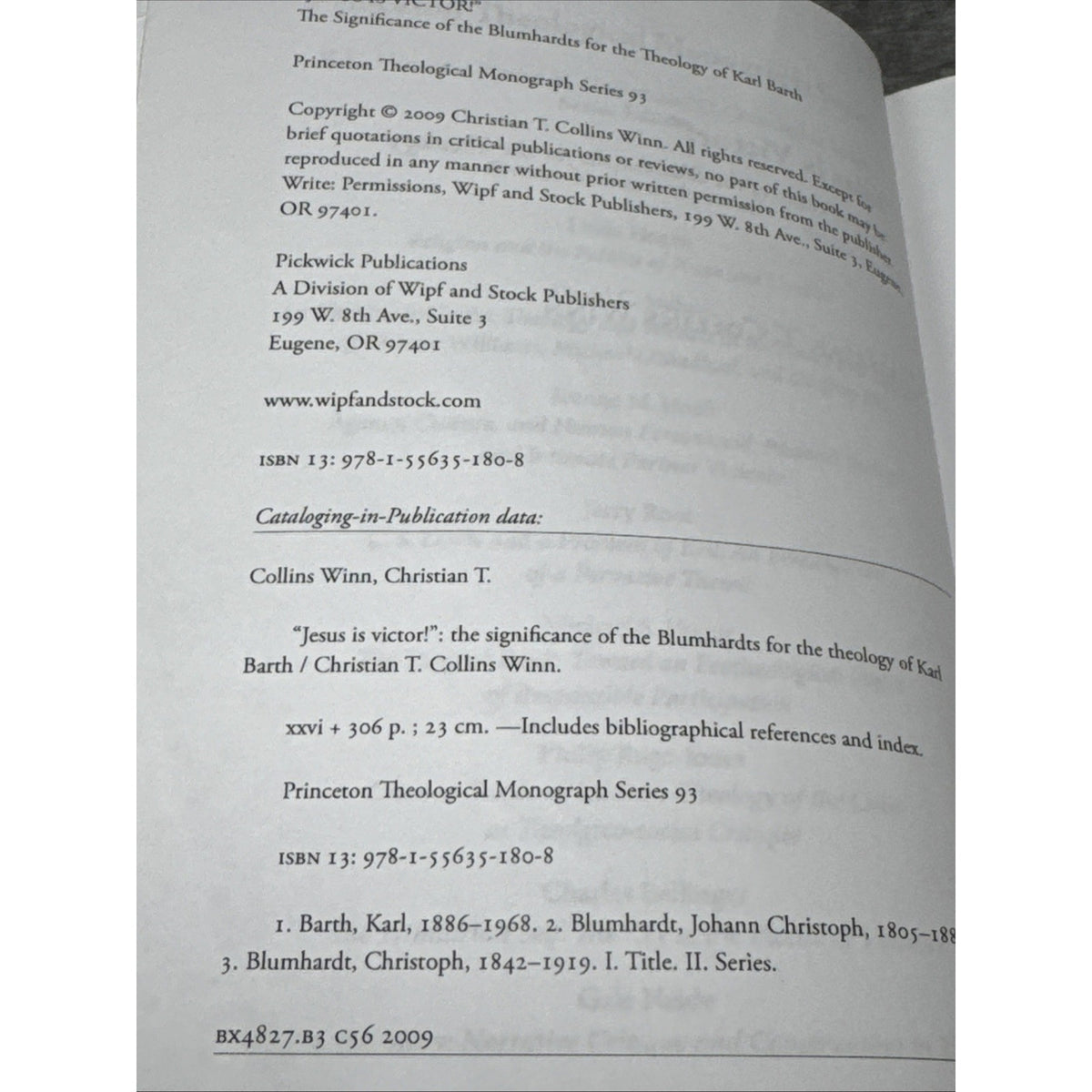 Jesus Is Victor! : The Significance of the Blumhardts for the Theology of...