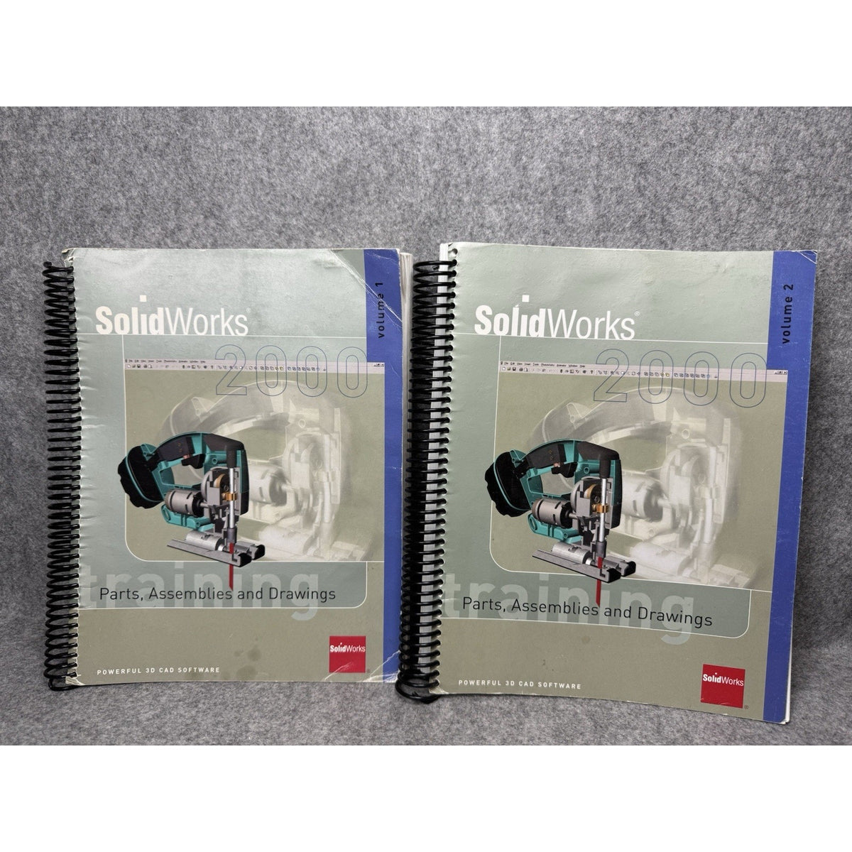 SolidWorks 2000 Training Guides Volumes 1 & 2 Parts Assemblies Drawings CD