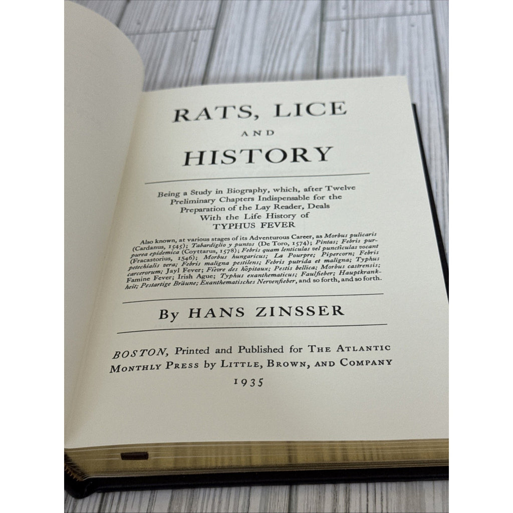 Rats, Lice and History by Hans Zinsser HC First Thus Like New 1997
