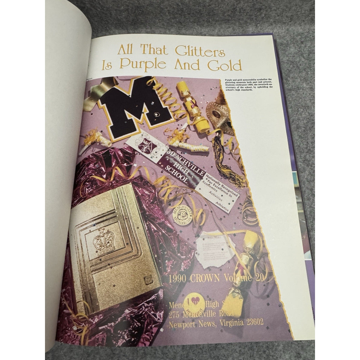 1990 Menchville High School Yearbook Crown Newport News VA Virginia HC