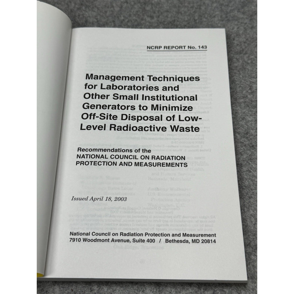 NCRP Report 143 Low-Level Radioactive Waste Management 2003 Scarce