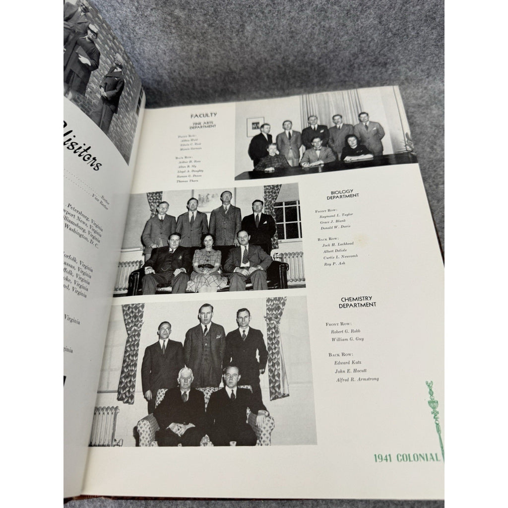 1941 Colonial Echo William & Mary Yearbook Williamsburg VA WWII Era HC