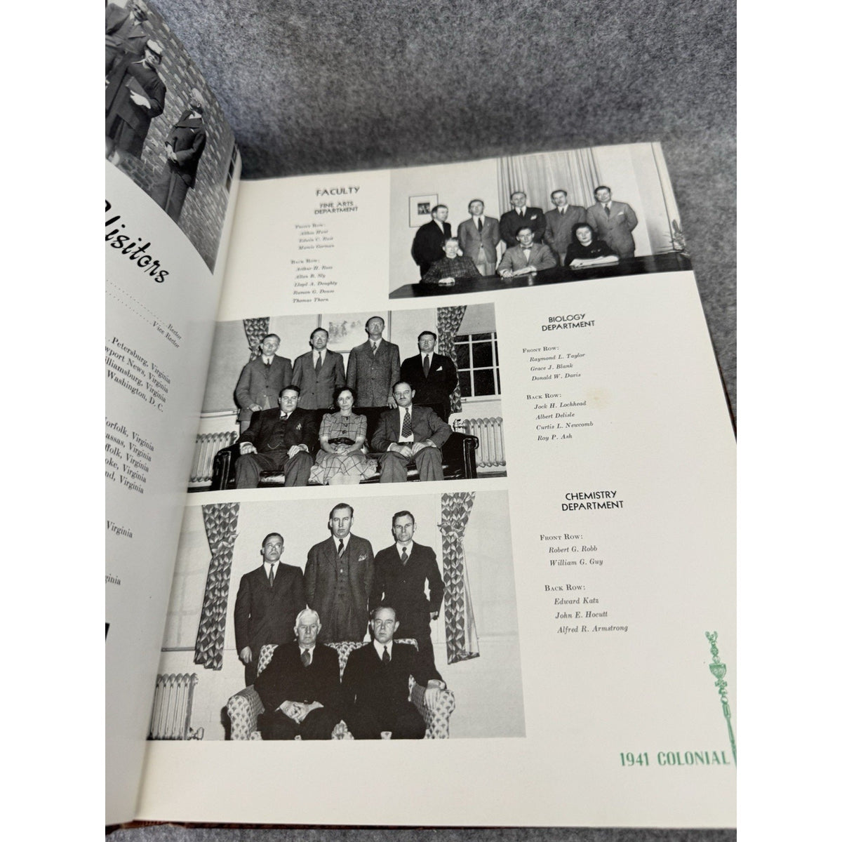 1941 Colonial Echo William & Mary Yearbook Williamsburg VA WWII Era HC