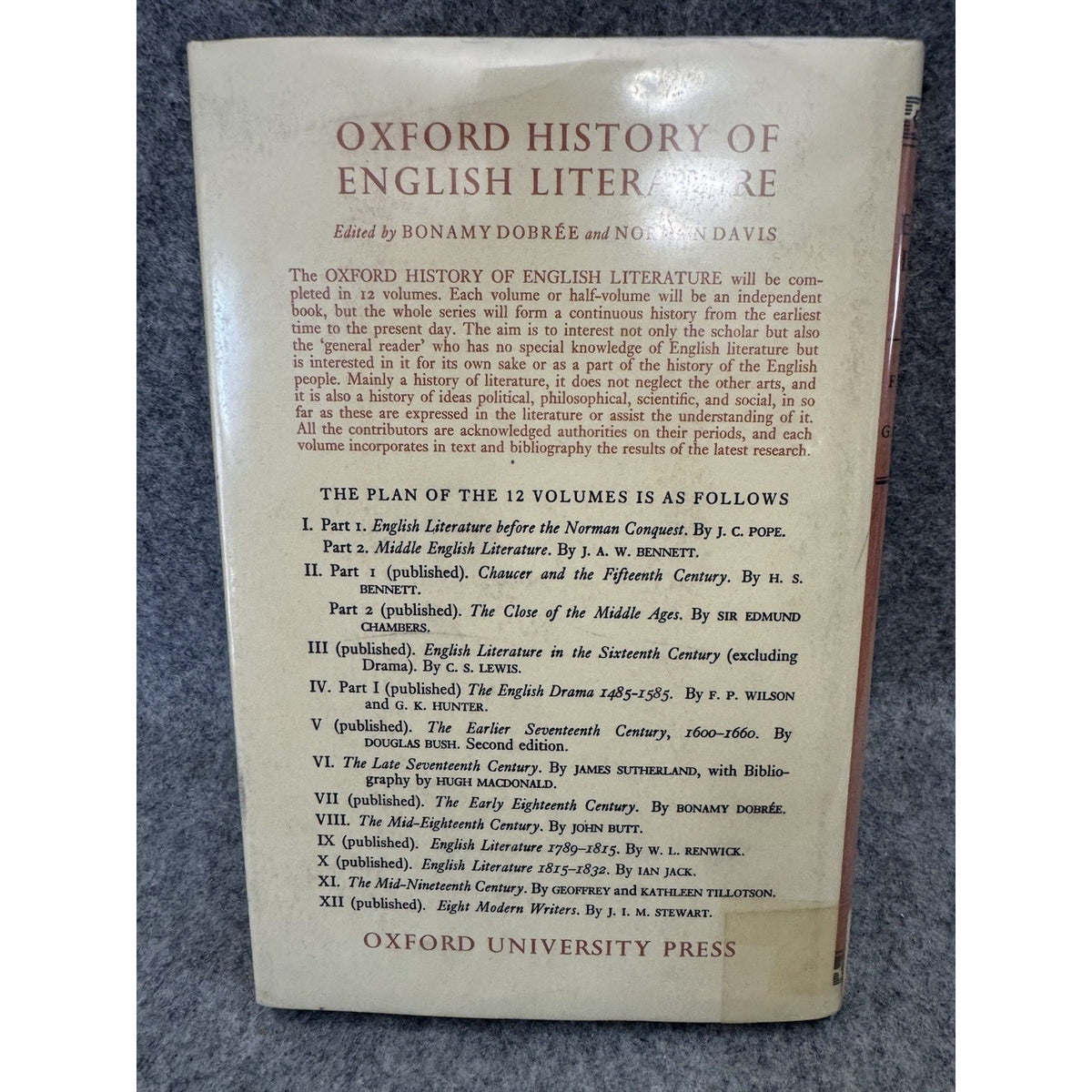 The English Drama 1485-1585 1972 HC Oxford History F.P. Wilson DJ