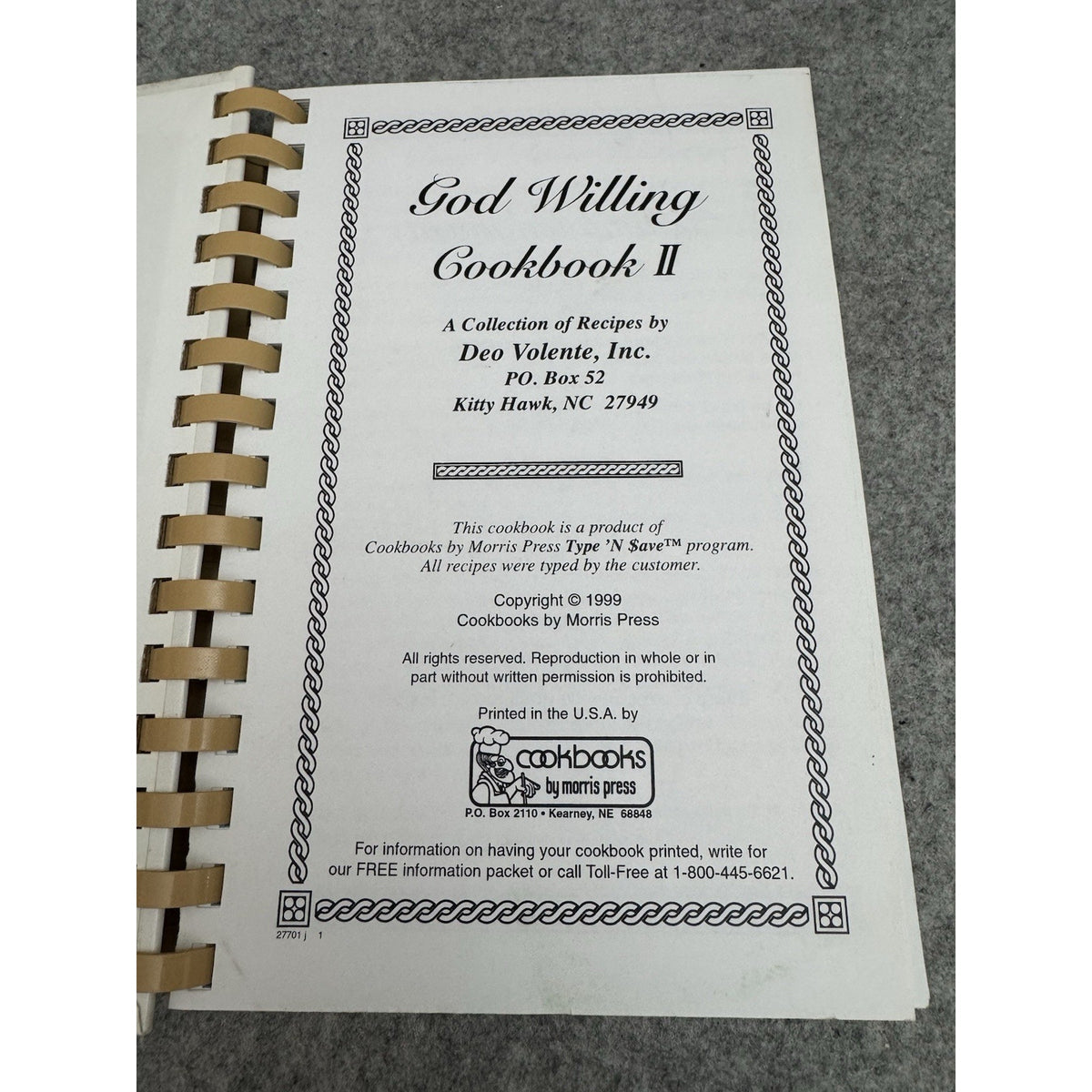 God Willing Cookbook II 1999 Kitty Hawk NC Community Cookbook Recipes OBX