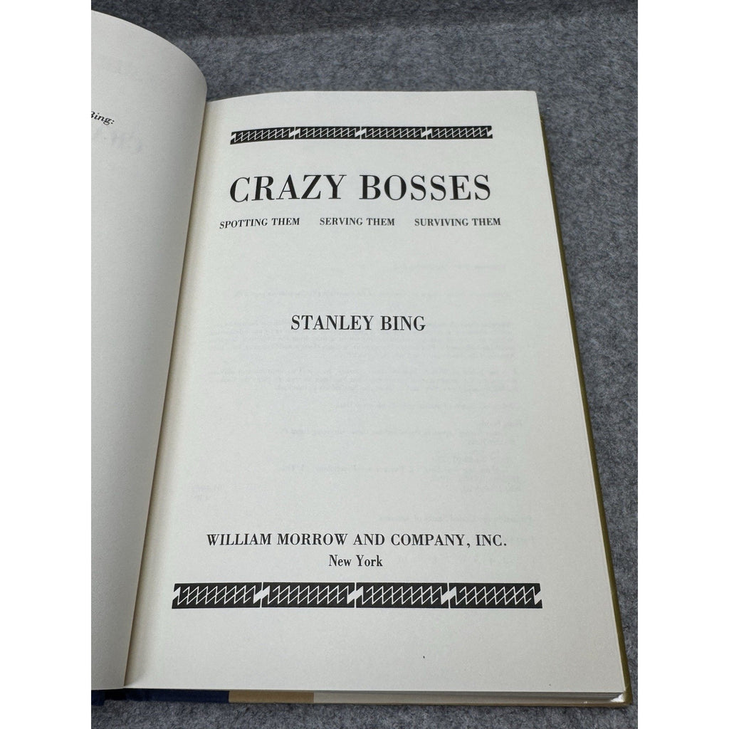 Crazy Bosses Stanley Bing 1992 First Edition 1st Printing Hardcover DJ
