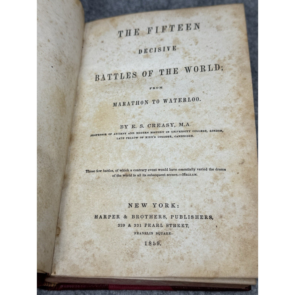 1869 Fifteen Decisive Battles of the World E.S. Creasy Antique Leather